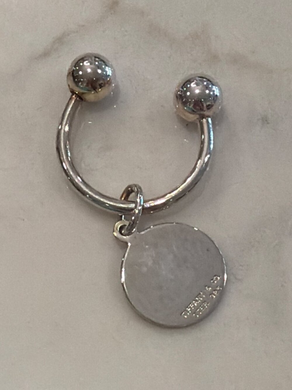 Tiffany & Co. Sterling Silver Horseshoe Keychain Round Tag